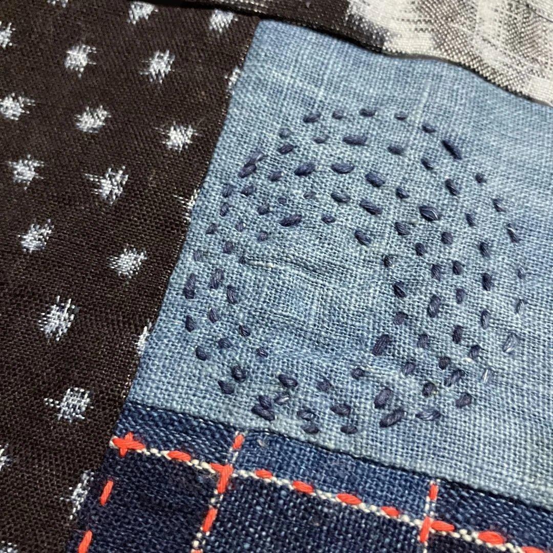 山葡萄国産かごバック腰籠ハケゴ擦れ防止布刺し子藍染め古布手提げ