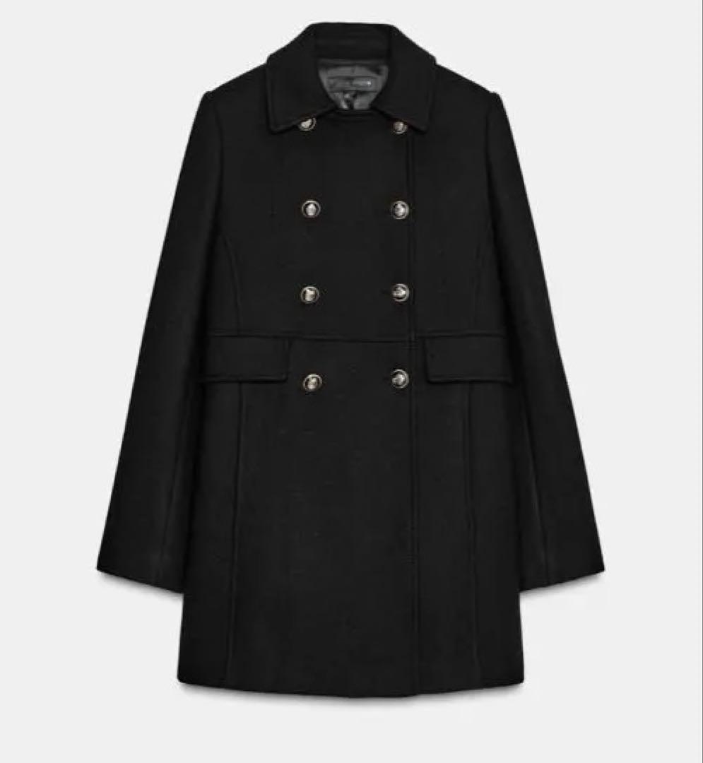 ウール混紡ショート丈ダブルブレストコート zara