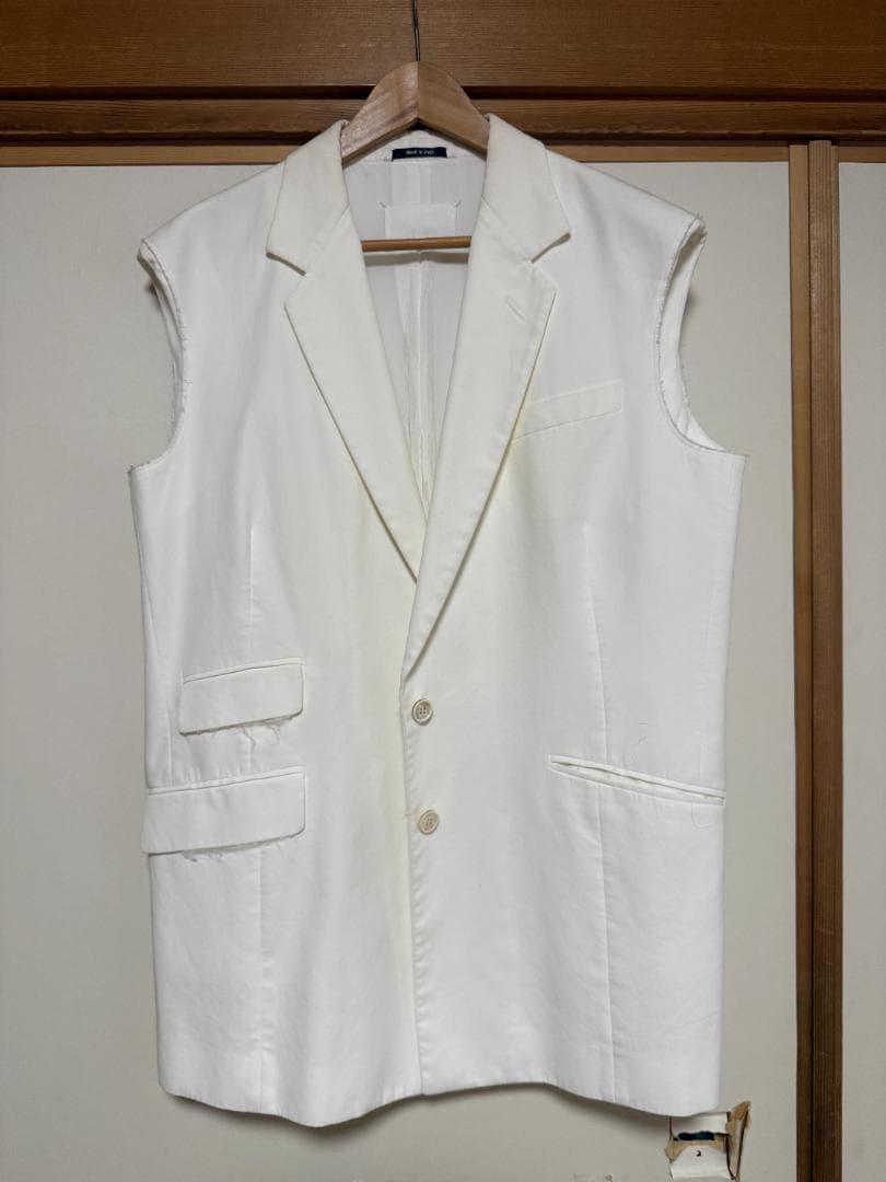 メ*離様 maison margielaホワイトテーラージャケット切りっぱなし