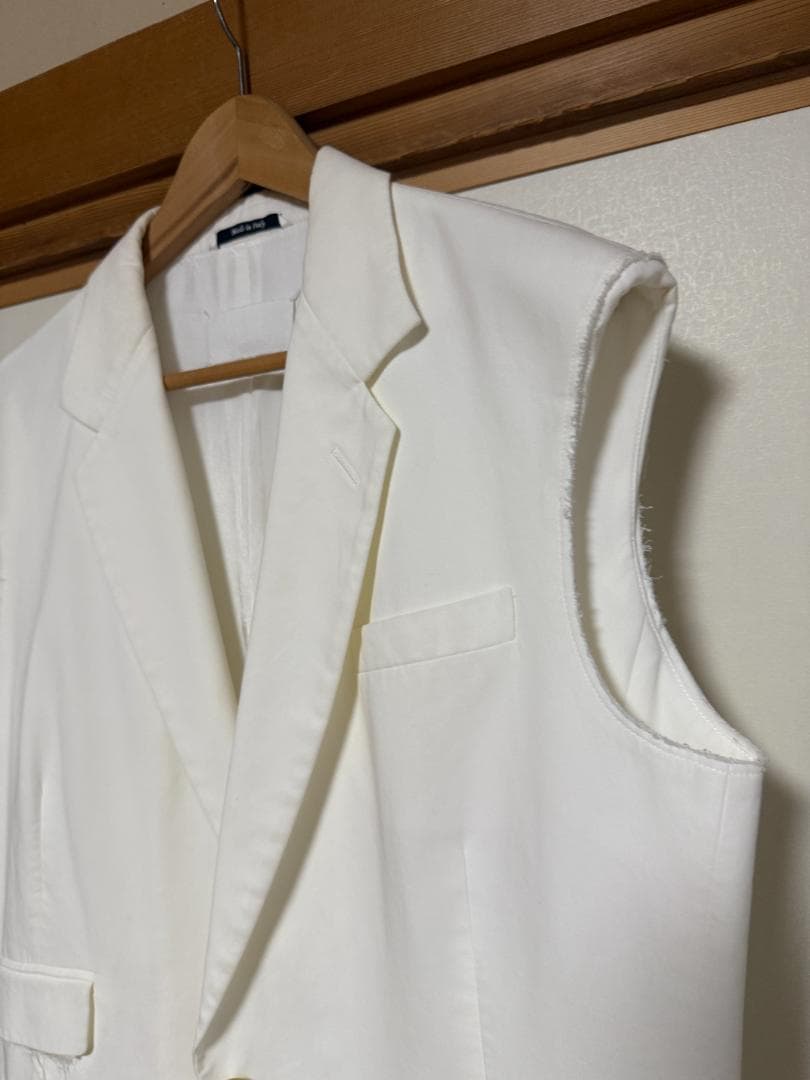 メ*離様 maison margielaホワイトテーラージャケット切りっぱなし