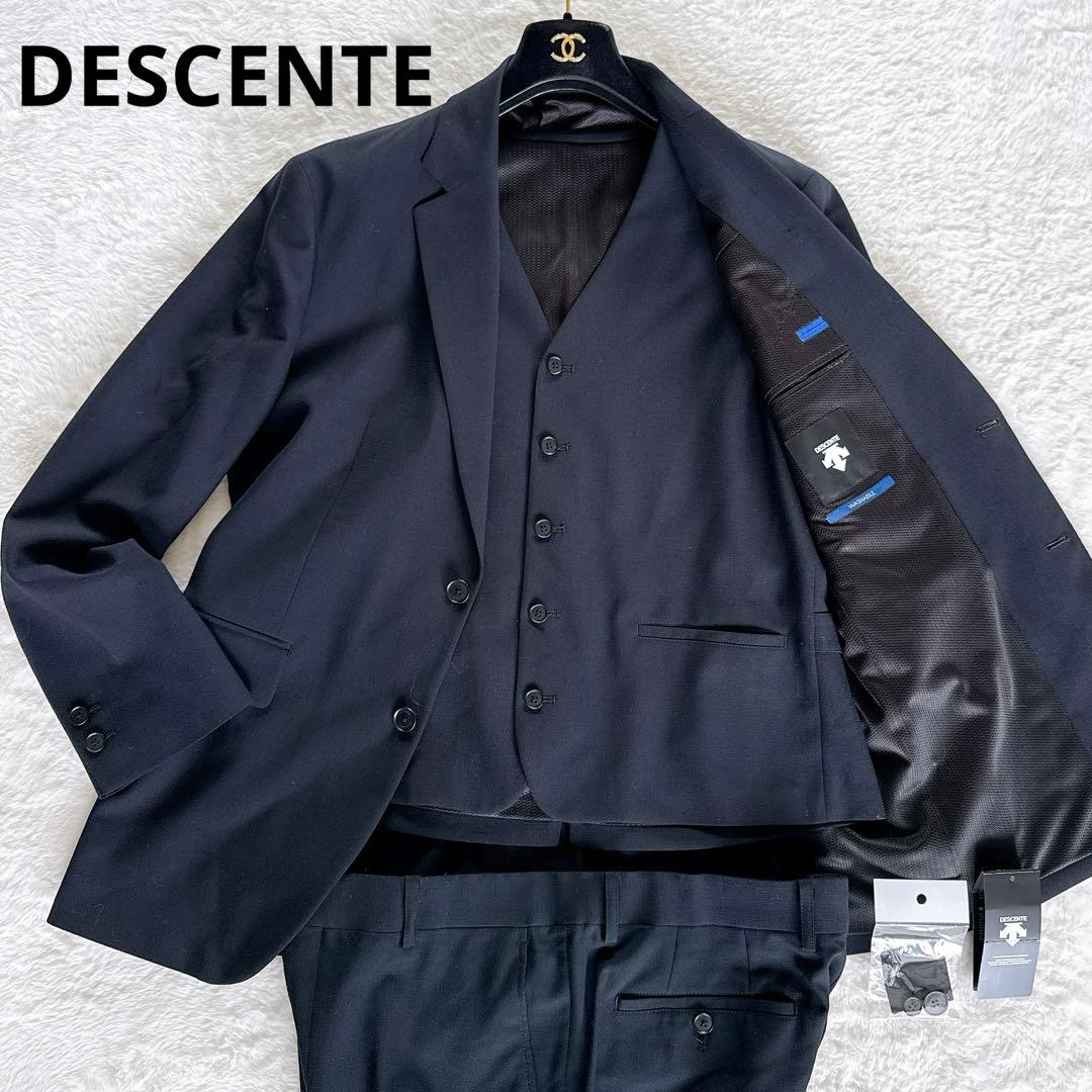 【DESCENTE】3ピース スーツ ネイビー AB6サイズ ウォッシャブル