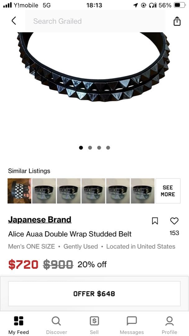 ひ*の様 alice auaa double wrap studded belt