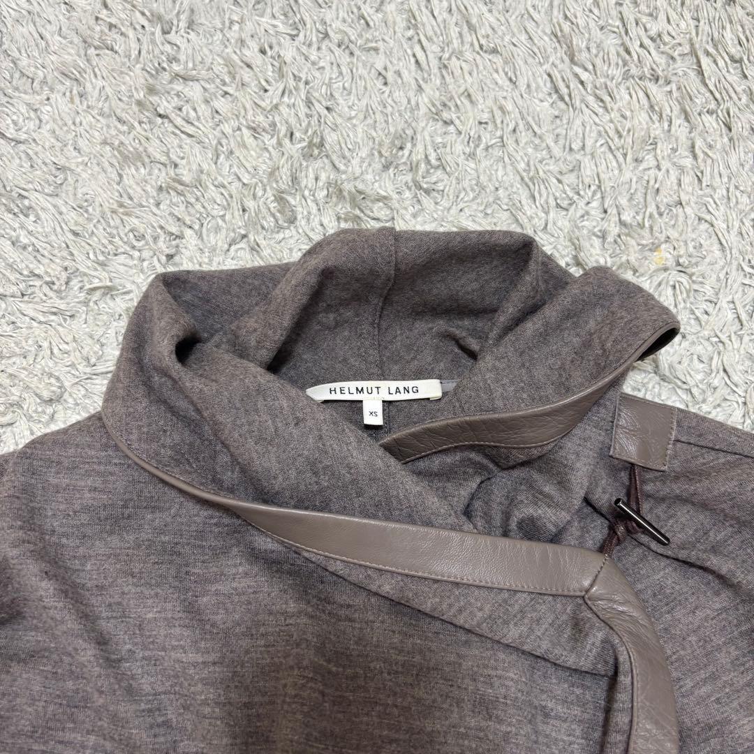 ヘルムートラング レザーパイピング ドレープ カーディガン XS