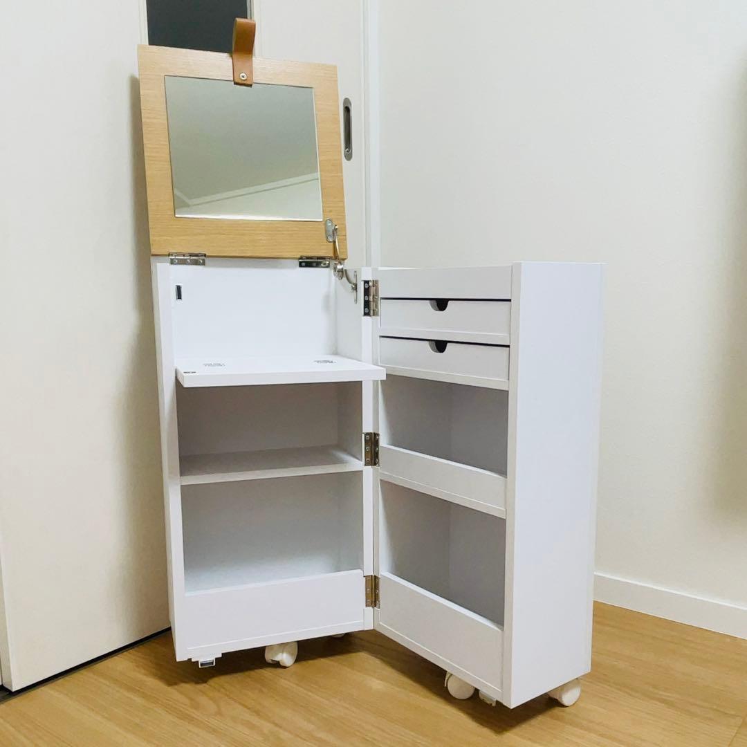 コスメワゴン キャスター付き 鏡台 メイク台 化粧台 メイクボックス ドレッサー
