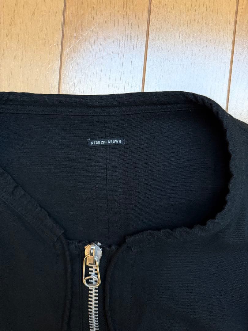 reddish brown ノーカラーコート　ジップアップ