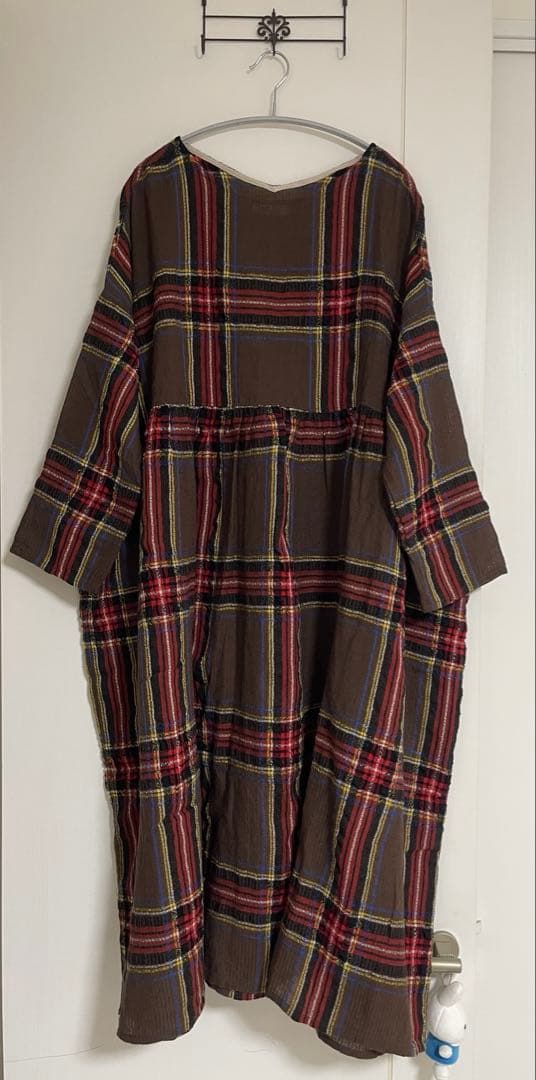 ICHI Antiquites ウールガーゼタータンチェックシャツワンピース