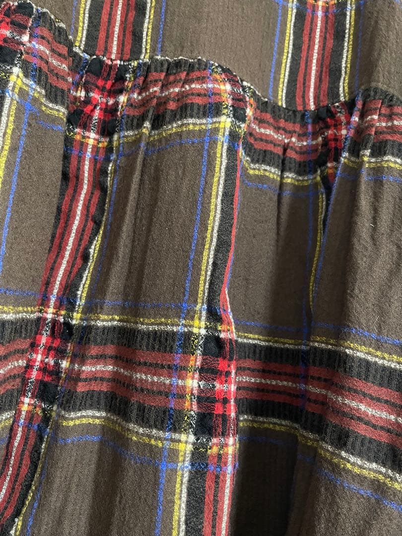 ICHI Antiquites ウールガーゼタータンチェックシャツワンピース