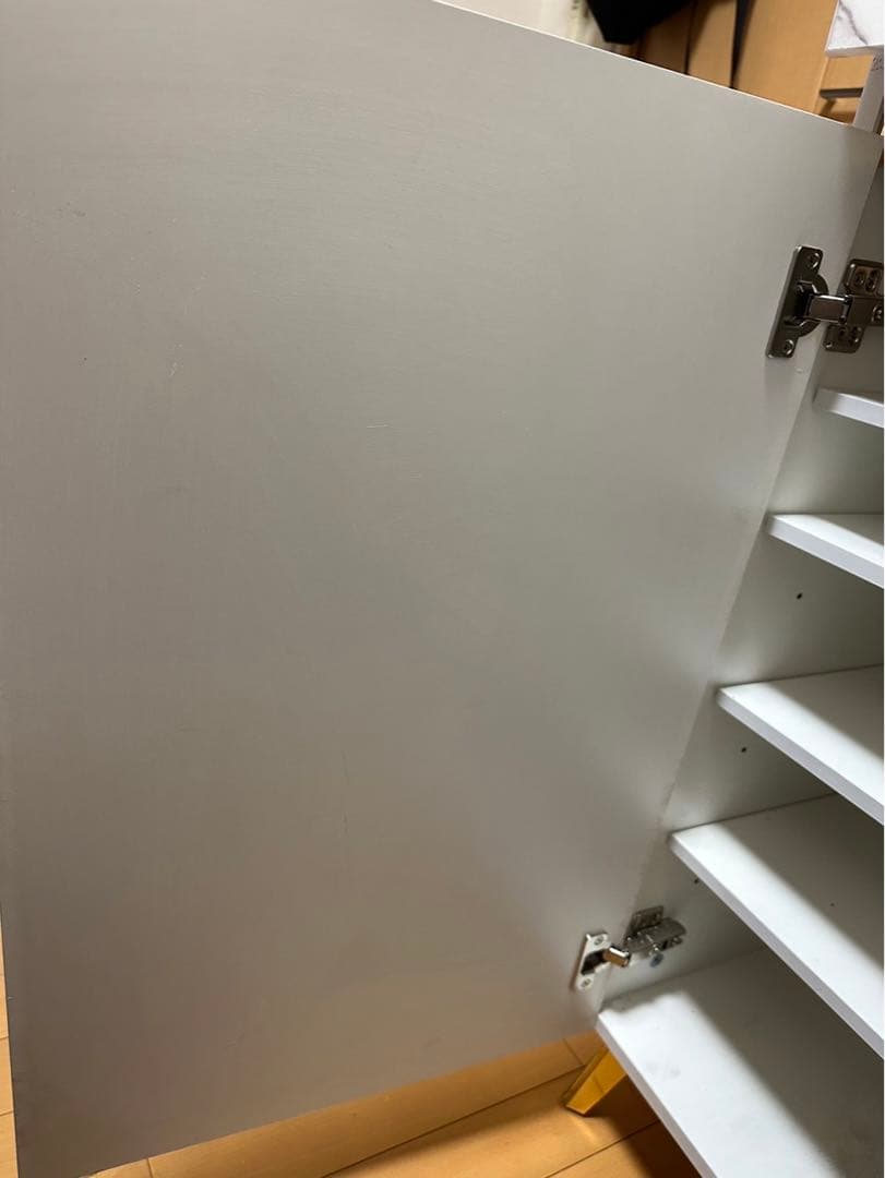 ホワイト シューズラック 大理石調