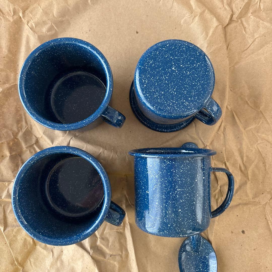 【未使用】CINSA エナメルウェア キャンプ食器セット 16点