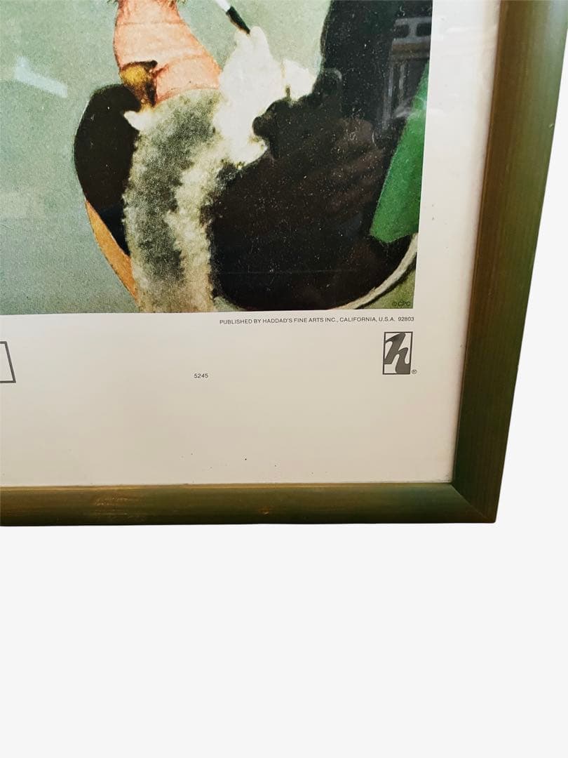 80s ビンテージ ポスター 額装 ノーマンロックウェル 動物病院の待合室