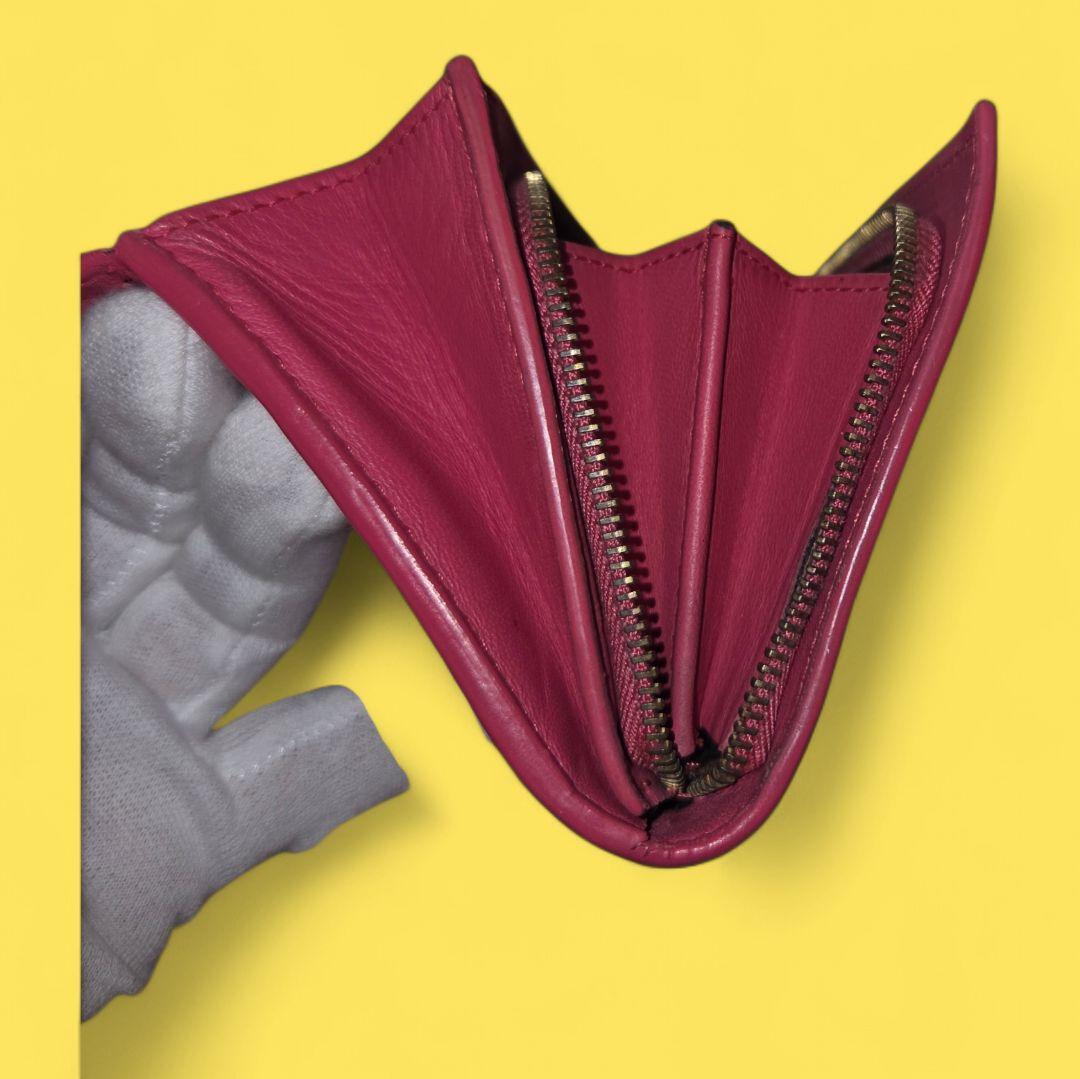 Bottega Veneta 赤 編み込み長財布