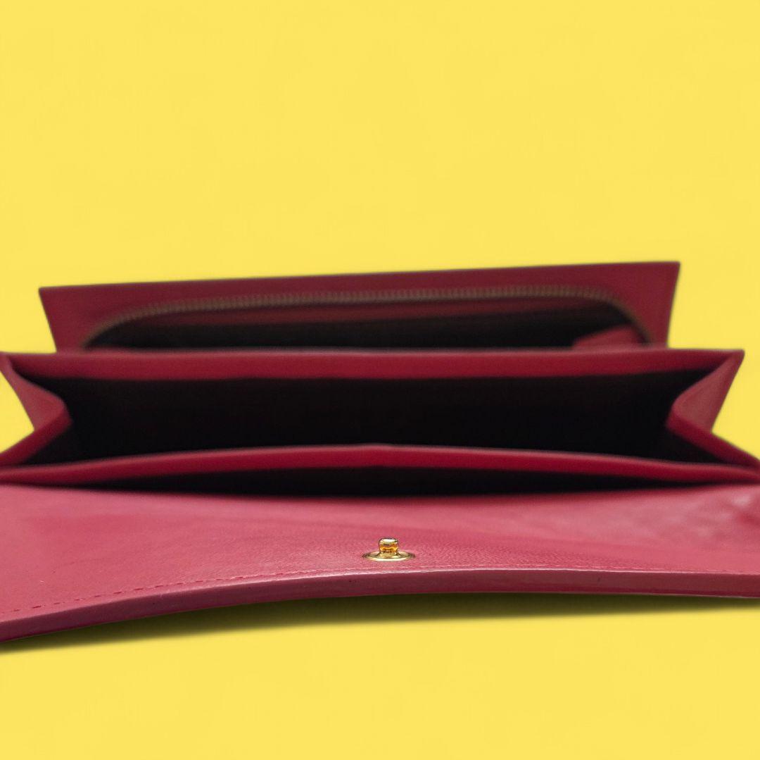 Bottega Veneta 赤 編み込み長財布