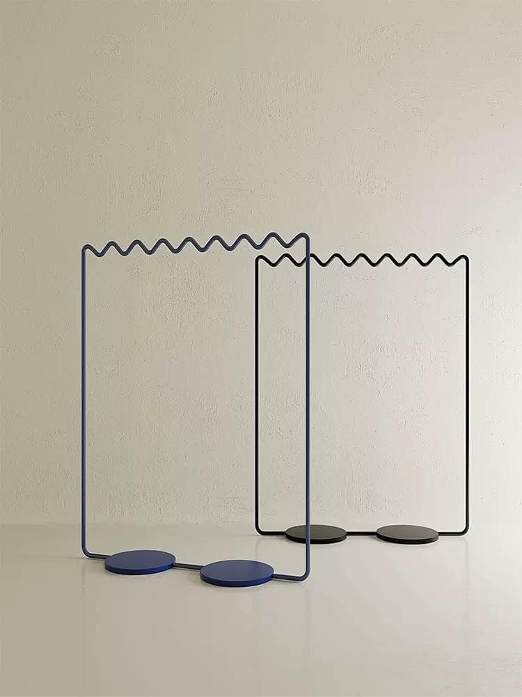 新品 北欧風 ウェーブハンガーラック／波型ミニマルデザイン ブルー 青