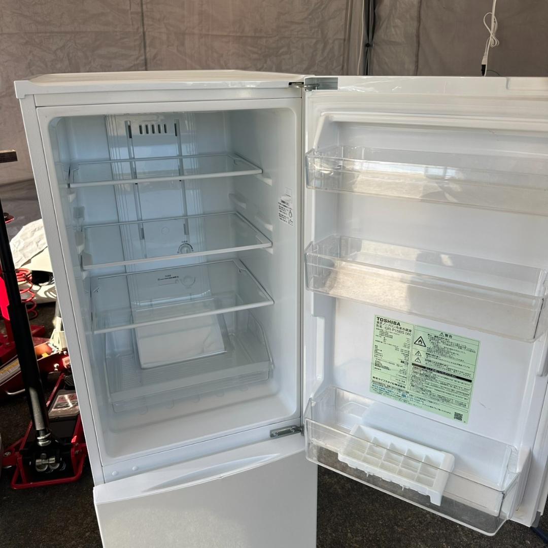 【美品】東芝 GRP15BS(W) 2ドア冷蔵庫 自動霜取りモデル