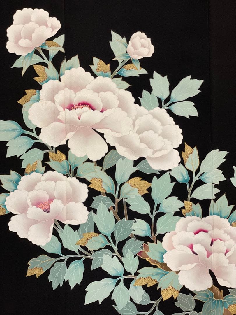 留袖ワンピース　3L/135　作家物/手描き/本金箔　アンブレラ袖　正絹