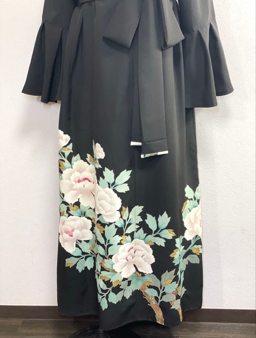 留袖ワンピース　3L/135　作家物/手描き/本金箔　アンブレラ袖　正絹