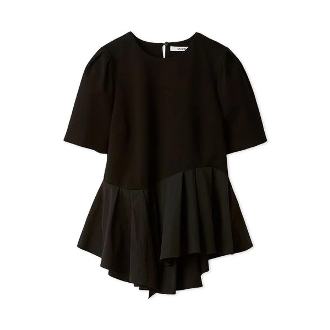 ペプラムカットソー　ブラック