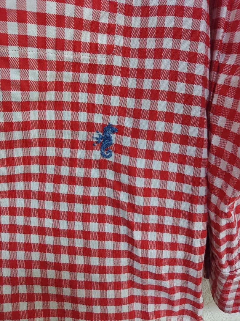 45R 薄オックスギンガムの908 8ノットシャツ アカギンガム　02サイズ