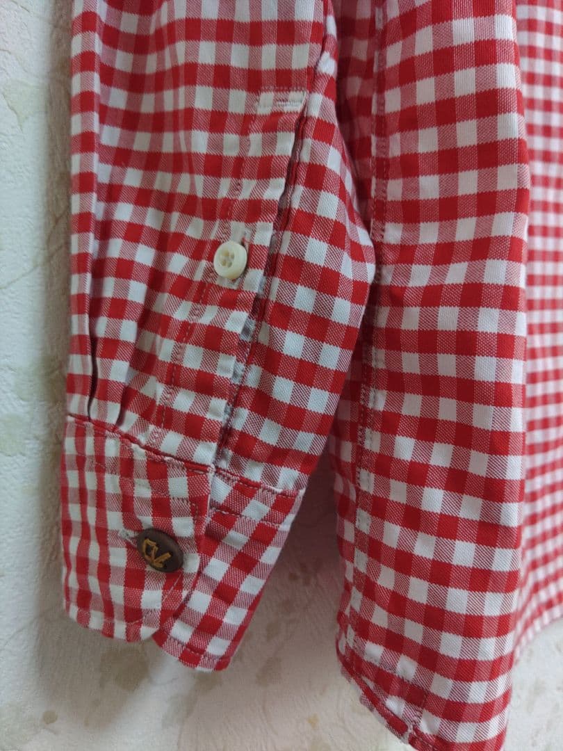 45R 薄オックスギンガムの908 8ノットシャツ アカギンガム　02サイズ