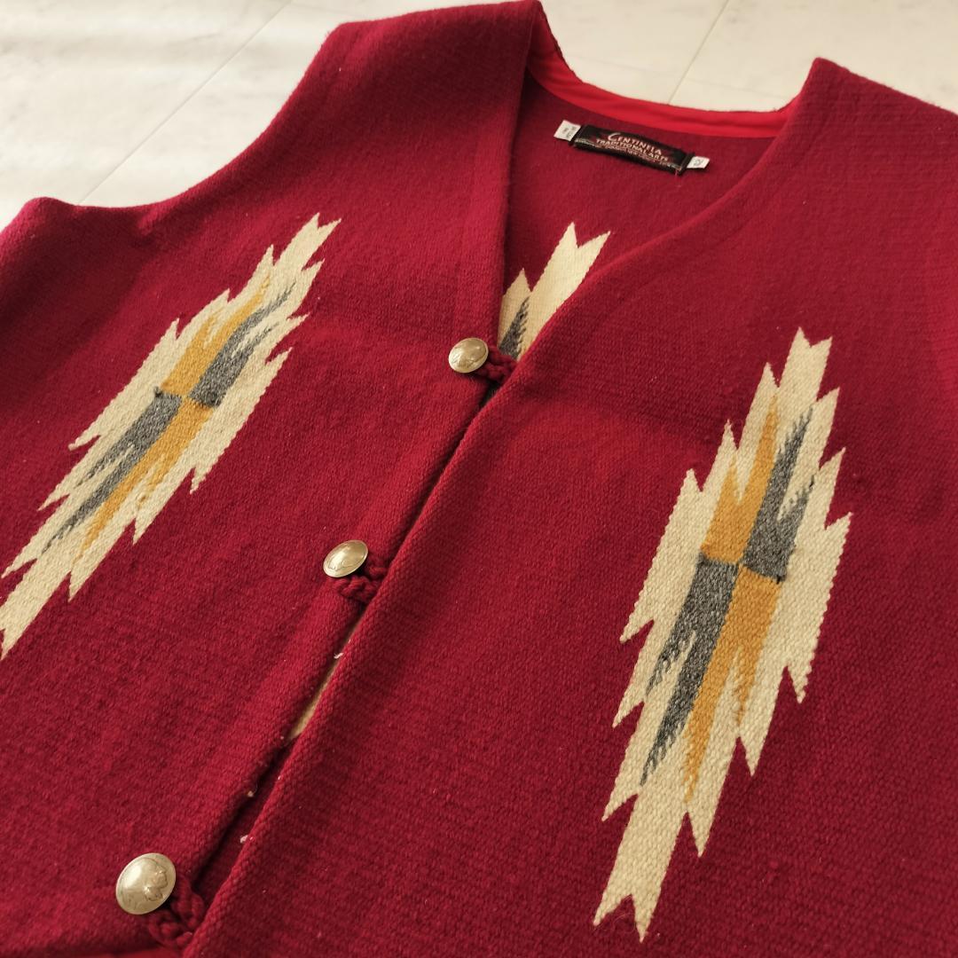 センチネラ 人気カラーレッド 42 XL ポインテッドチマヨベスト コンチョ