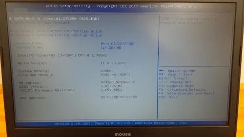 80L0202₋08【高年式i7】MousePro SSD525GB メモリ8G