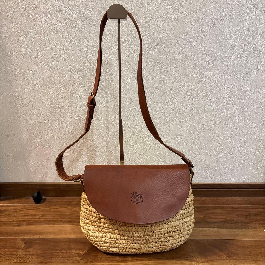 【極美品】IL BISONTE イルビゾンテ カゴ レザー ショルダーバッグ