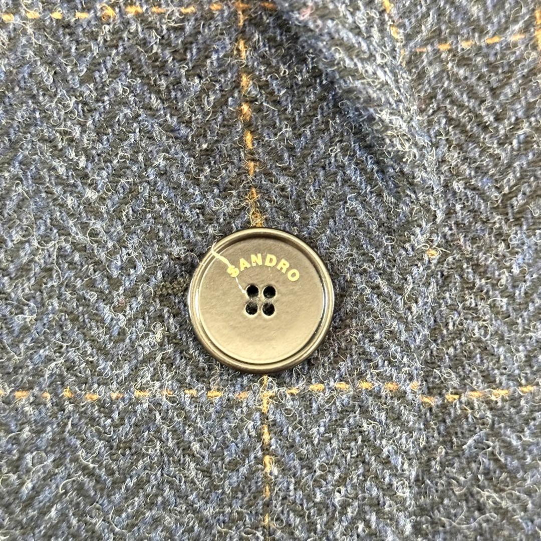 SANDRO テーラードジャケット ネイビー チェック柄 36