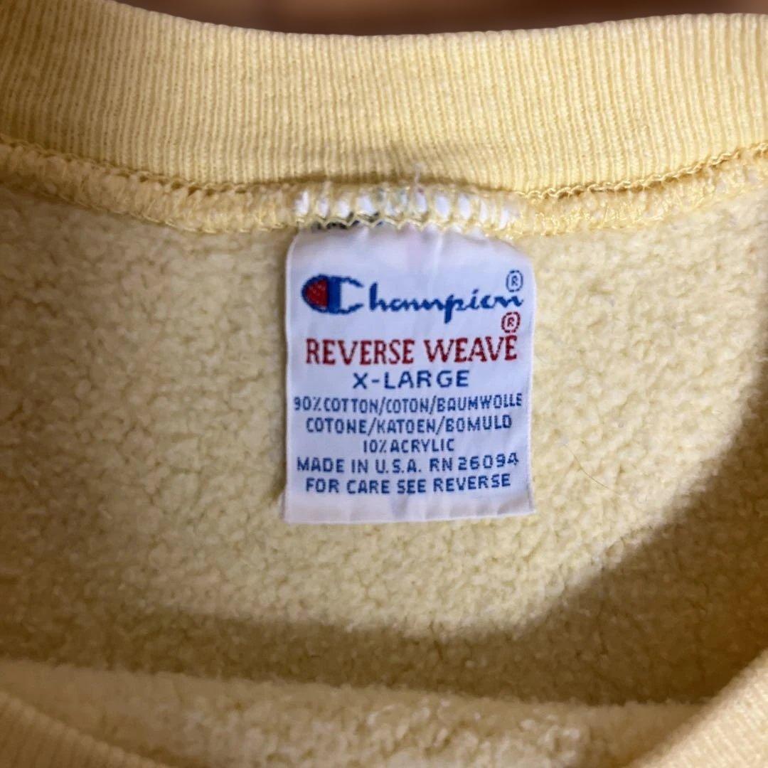 90s champion リバースウィーブ　完全目無し　レモンイエロー　XL