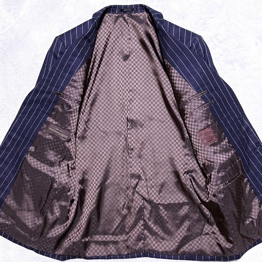 【未使用級】タケオキクチ カノニコ スーツ 起毛 ストライプ ネイビー 格子柄