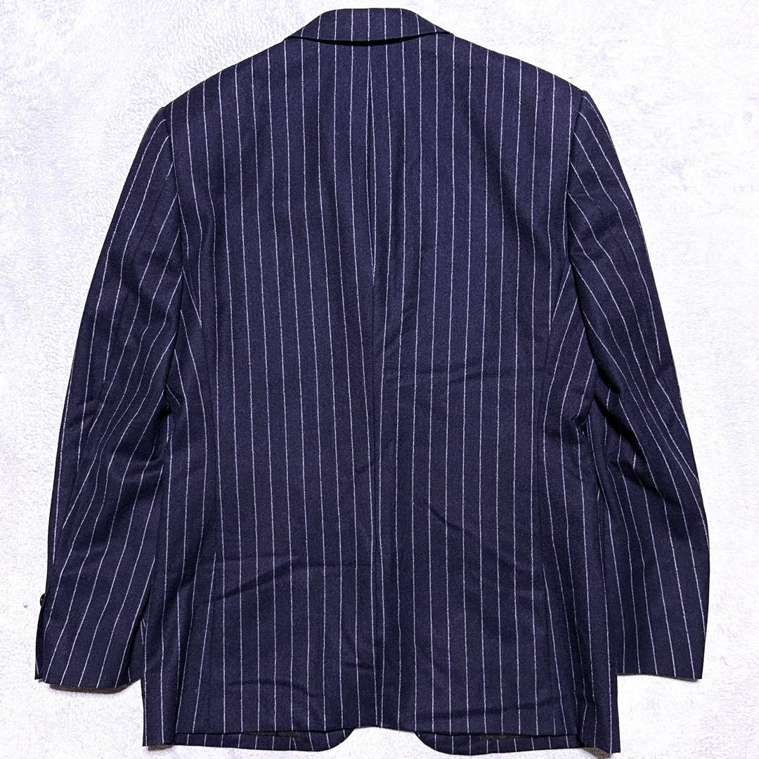 【未使用級】タケオキクチ カノニコ スーツ 起毛 ストライプ ネイビー 格子柄