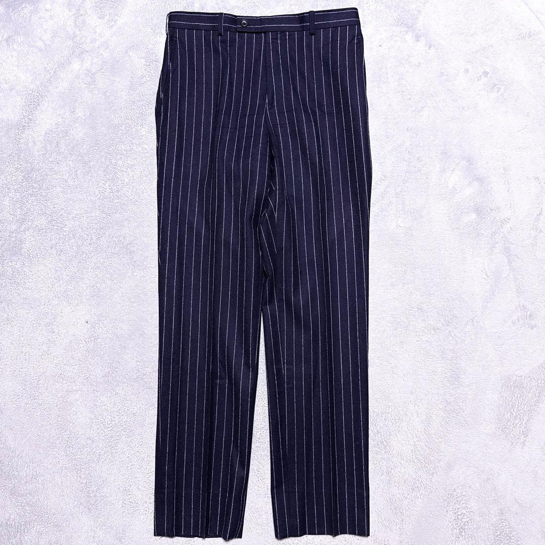 【未使用級】タケオキクチ カノニコ スーツ 起毛 ストライプ ネイビー 格子柄