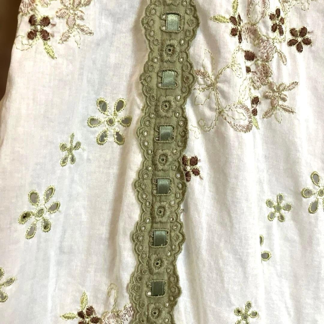 ピンクハウス　チュニック　ブラウス　刺繍　ハシゴレース　生成り色