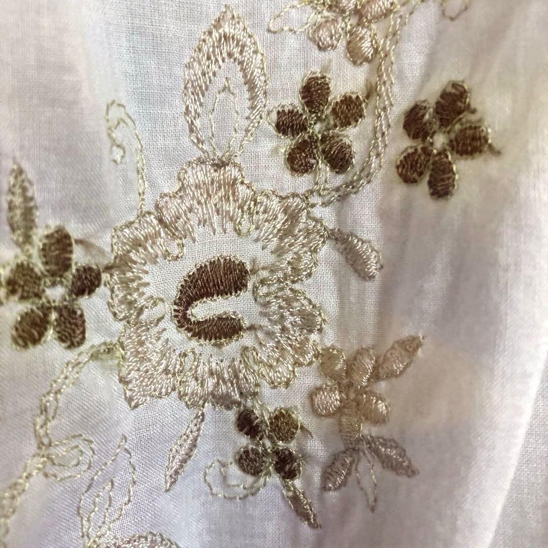 ピンクハウス　チュニック　ブラウス　刺繍　ハシゴレース　生成り色