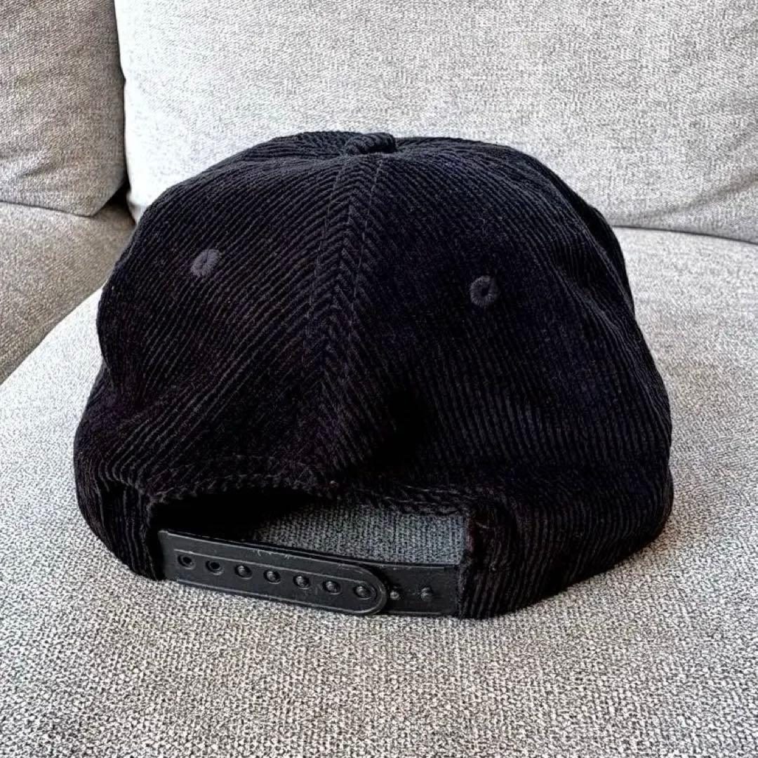 HWY 刺繍ロゴ 黒キャップ　ハイウェイ　チョッパー　コーデュロイ