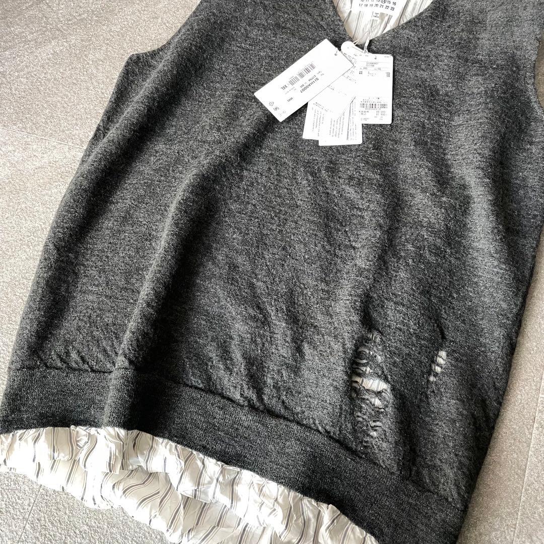 未使用/定価97,900円★メゾンマルジェラ　ダメージ加工　ニットベスト　XXL