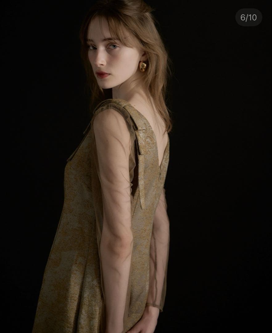 スーツ・フォーマル・ドレス LERURE Shoulder ribbon jacquard dress