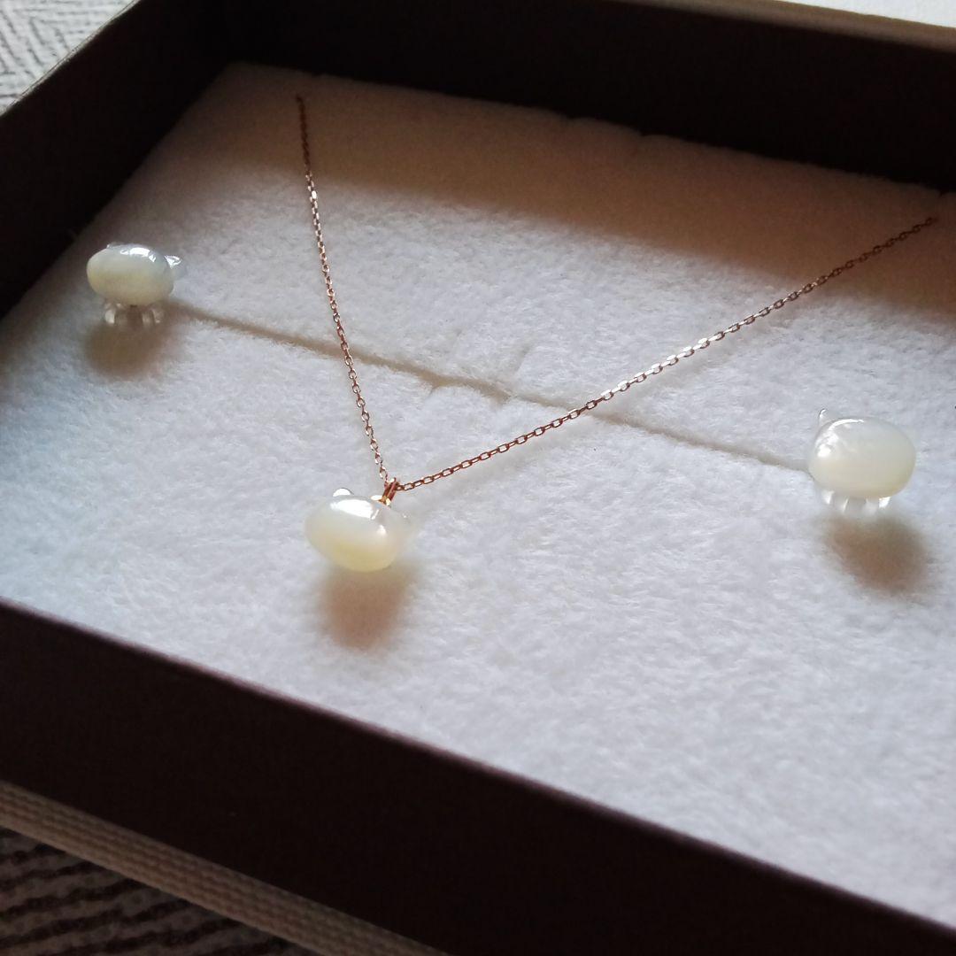 k10　猫　シェル　ネックレス　ピアス　未使用　バラ売り不可