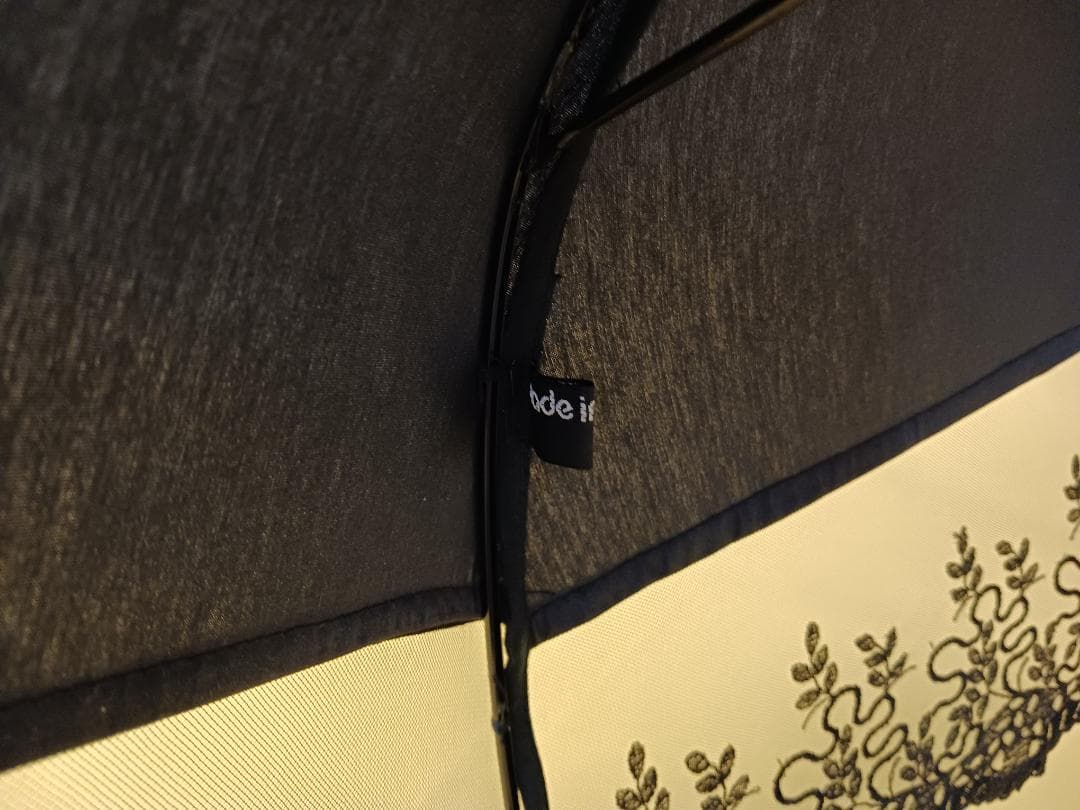 フランス製　レース黒長日傘 タッセル付き　未使用