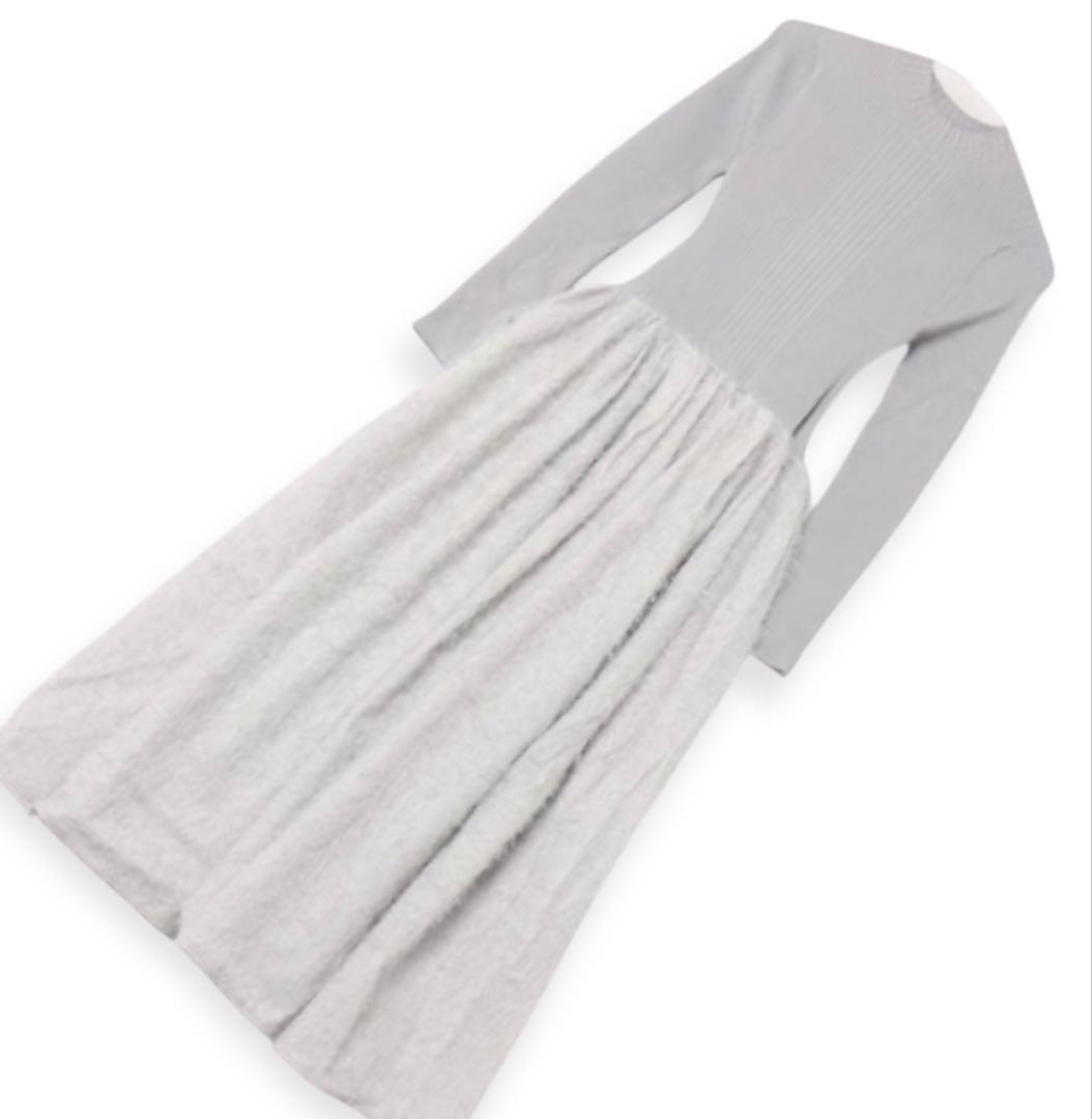 新品　ELENDEEK 切り替えニットワンピース　マキシ丈　フレア ロング