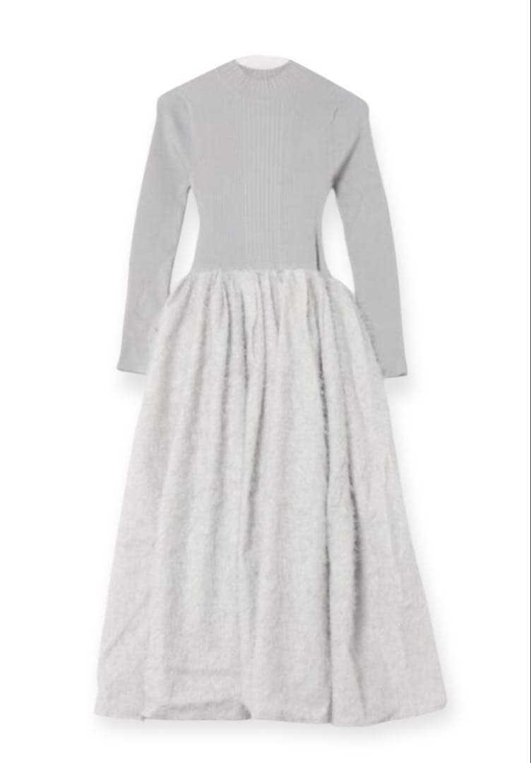 新品　ELENDEEK 切り替えニットワンピース　マキシ丈　フレア ロング