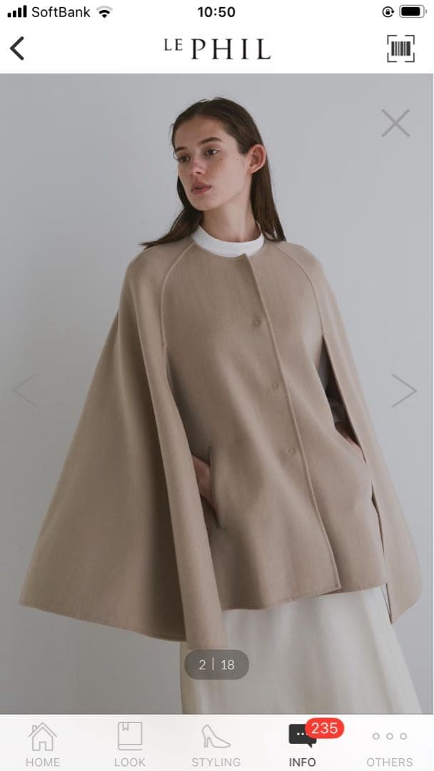 新品タグ付　LE PHIL ルフィル　ライトリバーケープ　定価¥69300