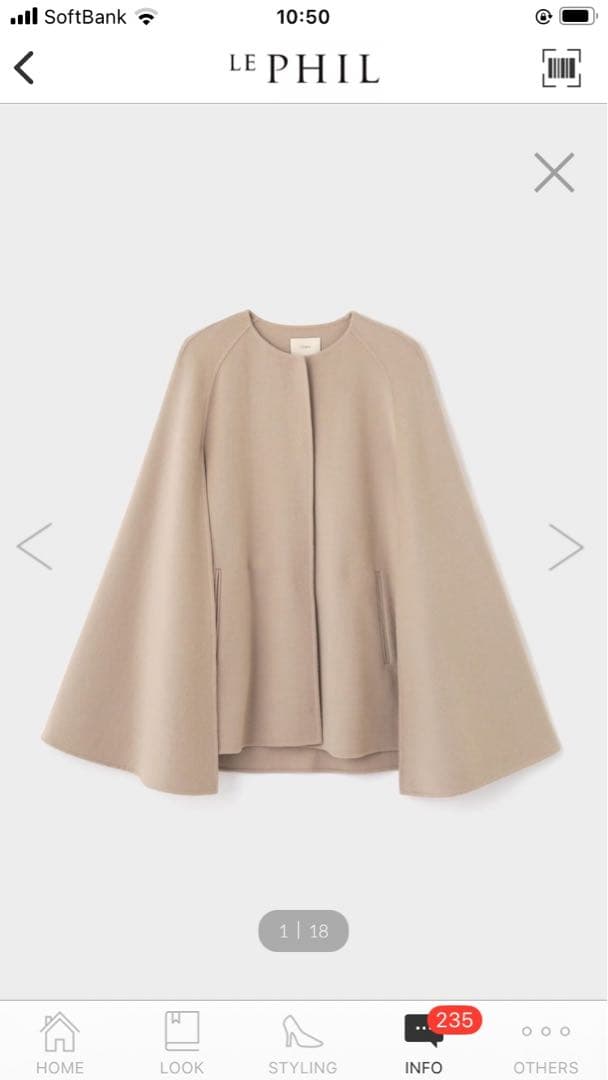 新品タグ付　LE PHIL ルフィル　ライトリバーケープ　定価¥69300