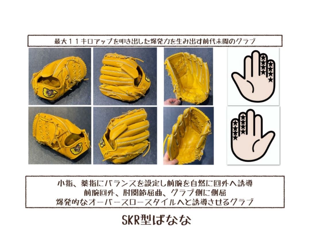 ごりら印の野球道具　硬式投手用グローブ　SKR型