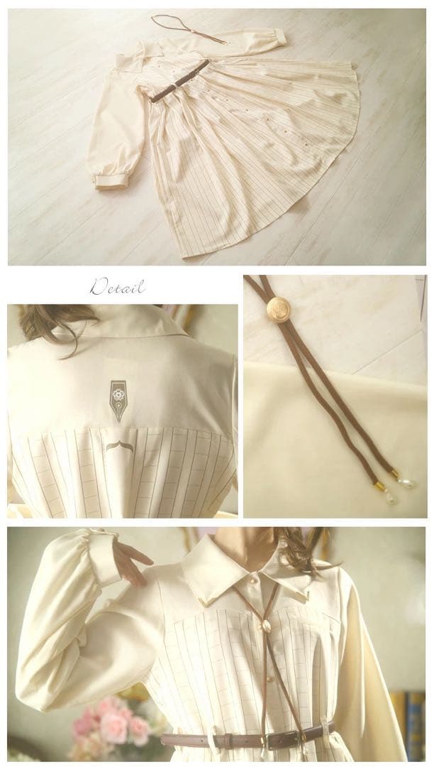 Favorite ミディアム丈 レトロワンピース 原稿用紙柄