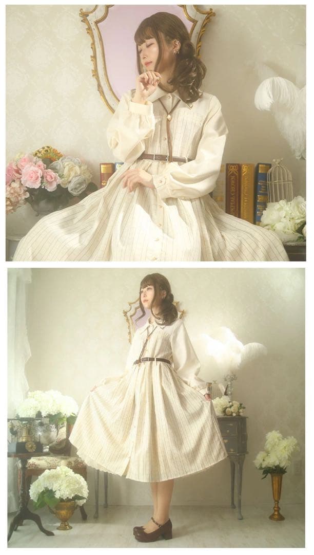 Favorite ミディアム丈 レトロワンピース 原稿用紙柄