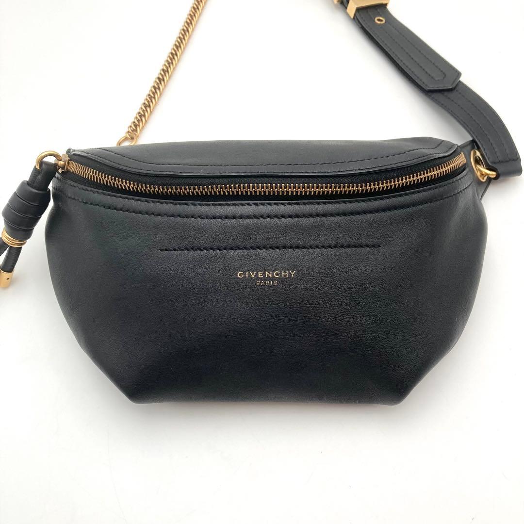 mai！超美品✨ GIVENCHY ウィップ ベルトバッグ 黒 チェーン