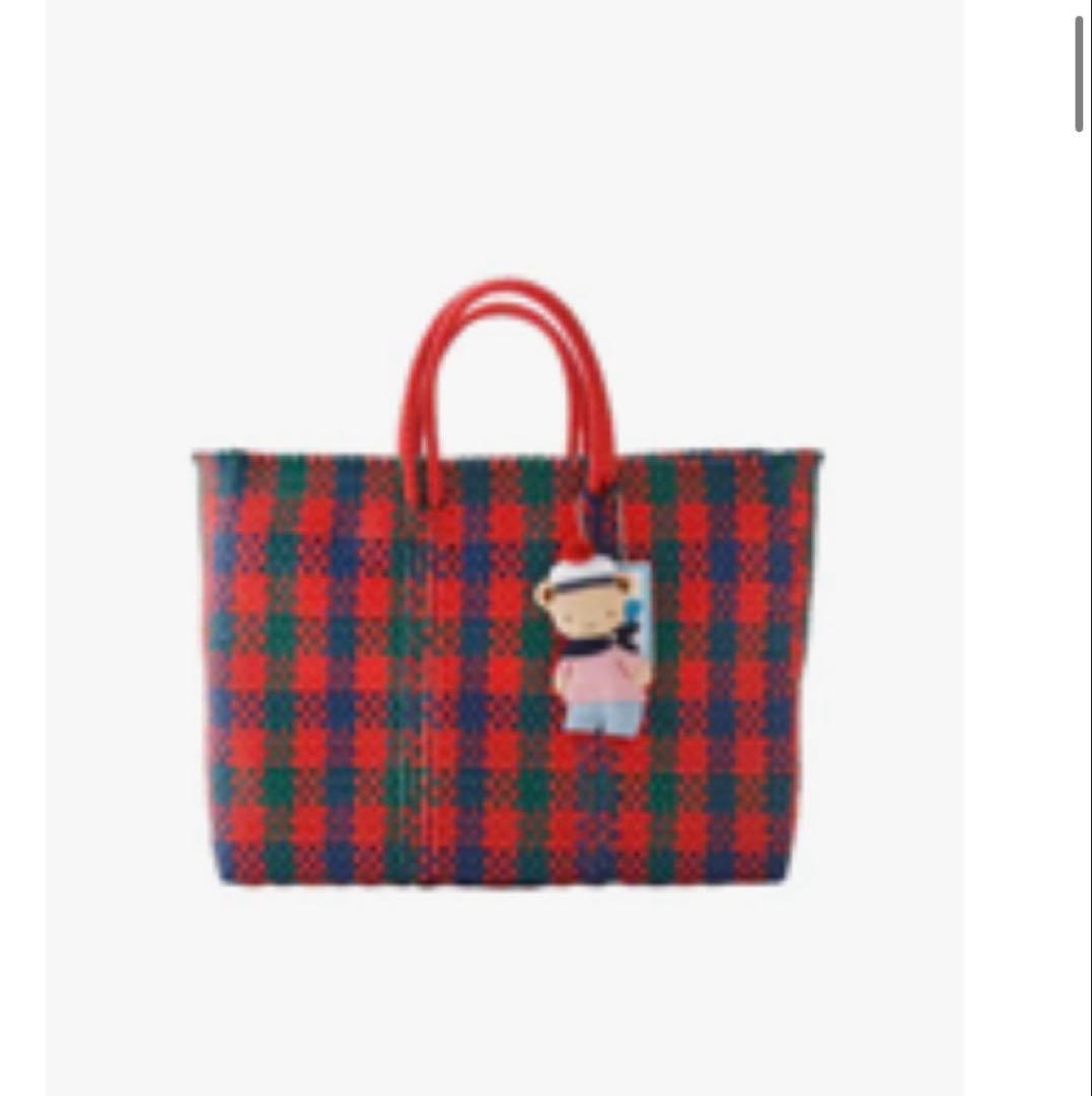 新品未使用‼️かごバック　赤チェック　ギフトラッピング付