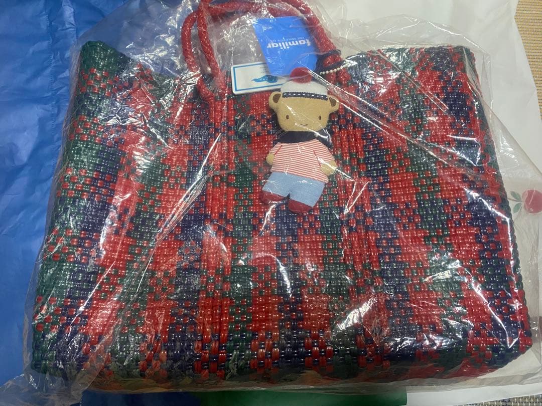 新品未使用‼️かごバック　赤チェック　ギフトラッピング付