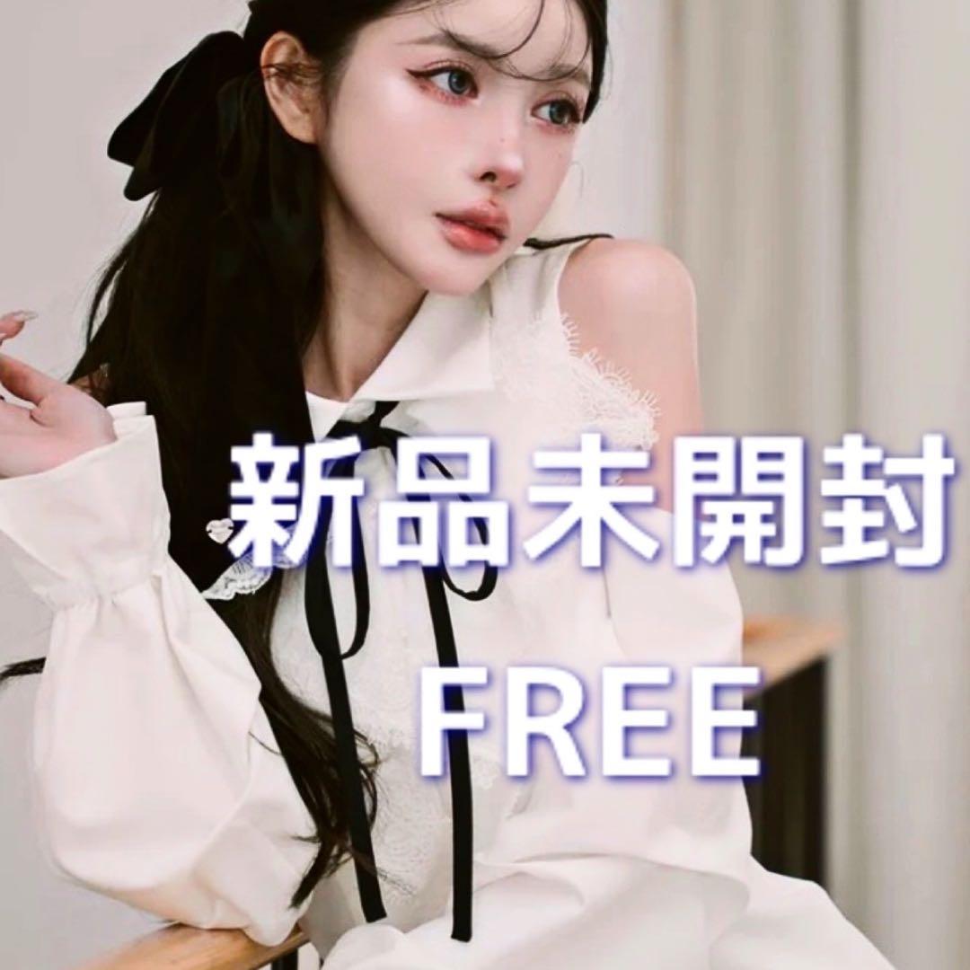 新品未開封ダーリッチ　ショルダースカラップフリルシャツミニワンピース FREE