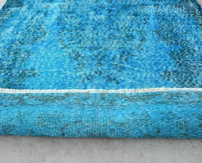 トルコ ヴィンテージラグ A56 ターコイズブルー コバルトブルー オーバーダイ